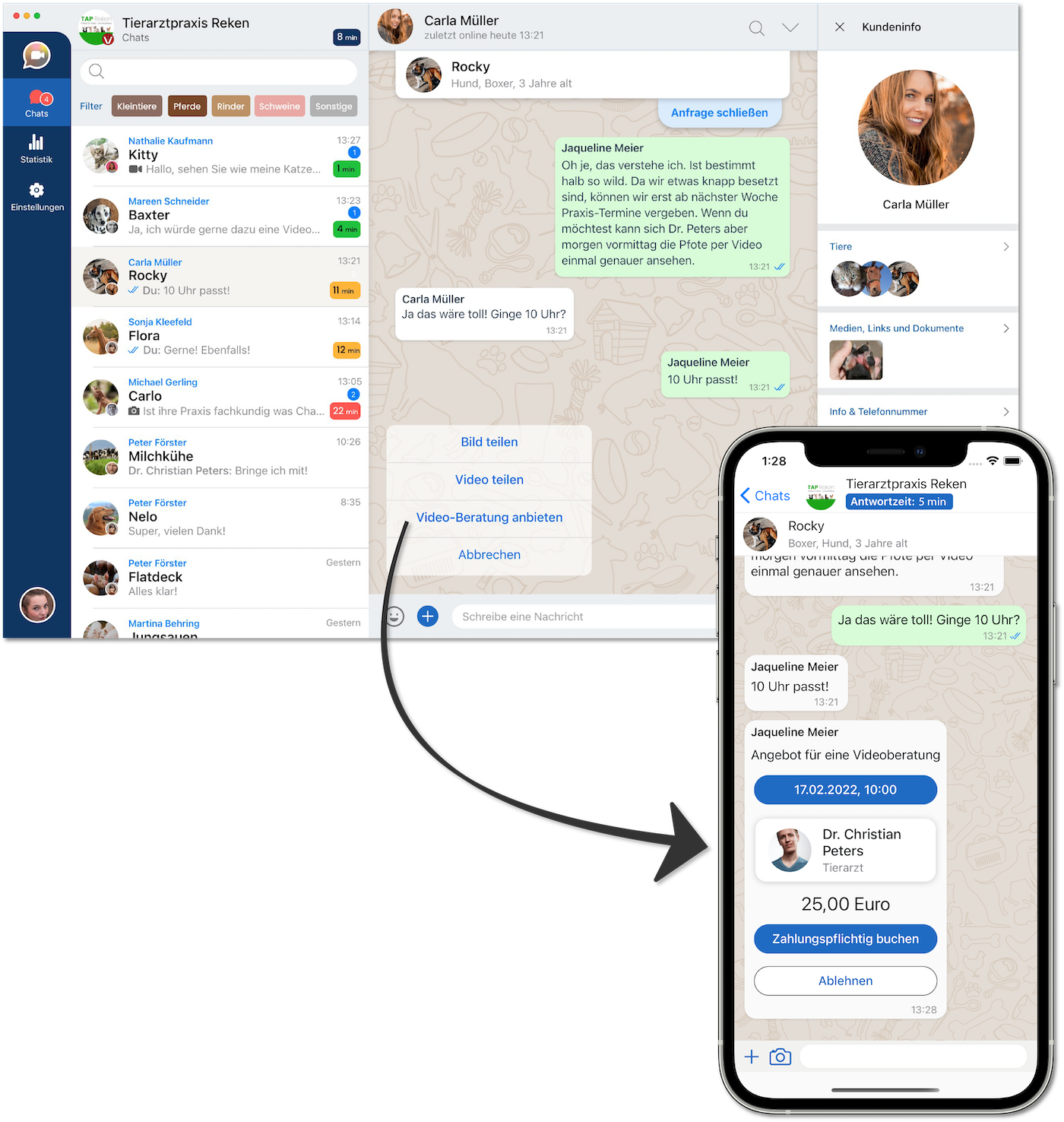 AnimalChat Pro Dashboard and App